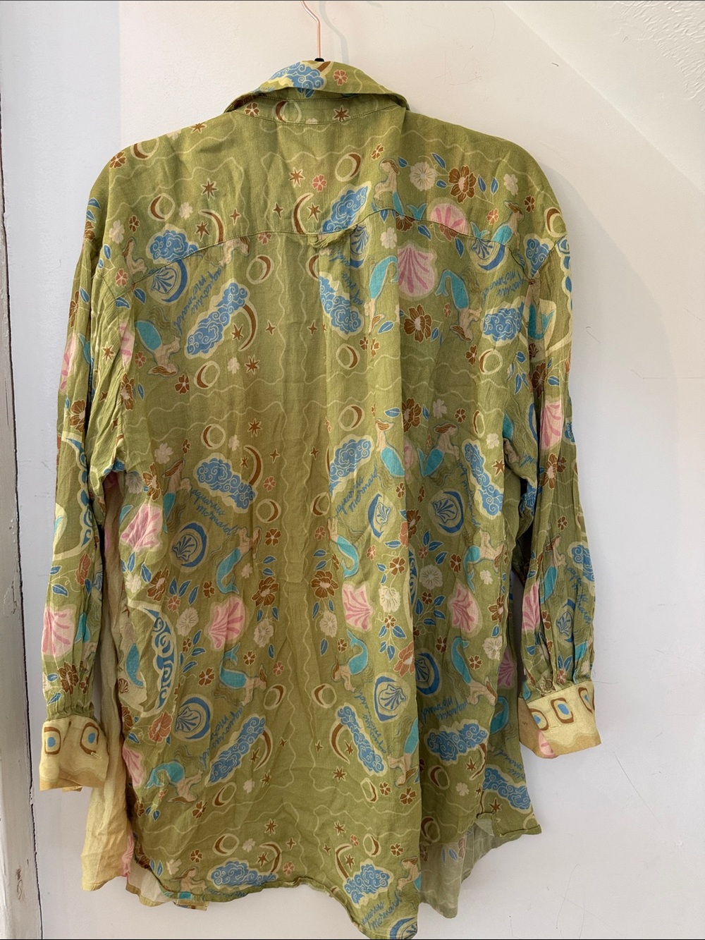 Spell Pastel Floral Button-Front Shirt in Green, Pink and Blue - Picture 5 of 5